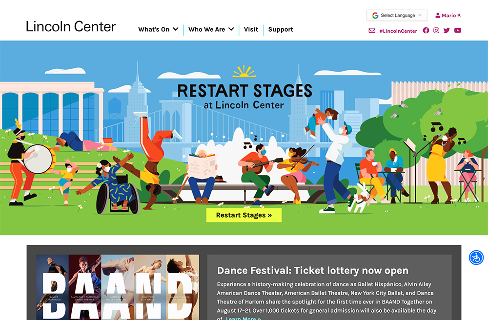 Lincoln Center website screenshot
