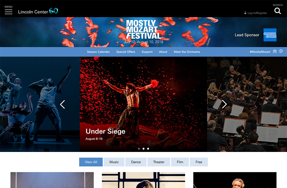 Mostly Mozart Festival website screenshot